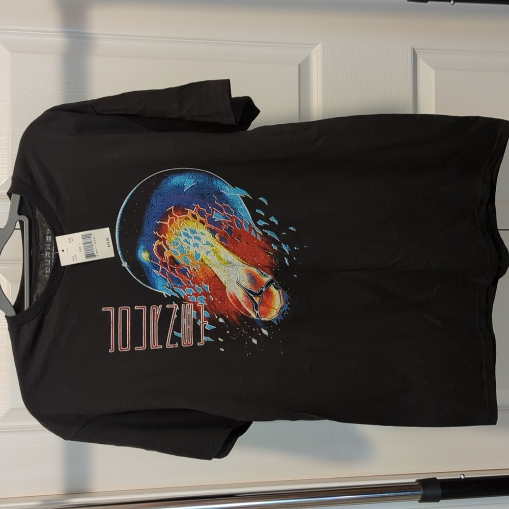 Journey Black Graphic T-Shirt with Colorful Design NWT